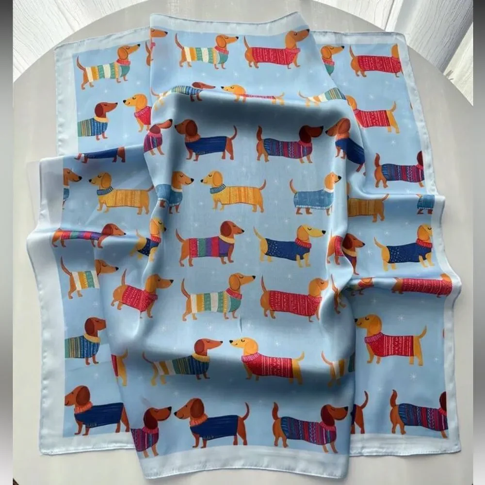 Light Blue Dachshund Scarf N1348